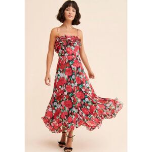 Hutch Floral Maxi Dress - Red and Green